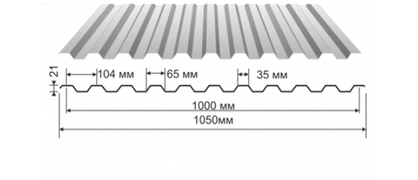 Профнастил оцинкованный С-21 1050x2000 (эконом) купить недорого в Масловском